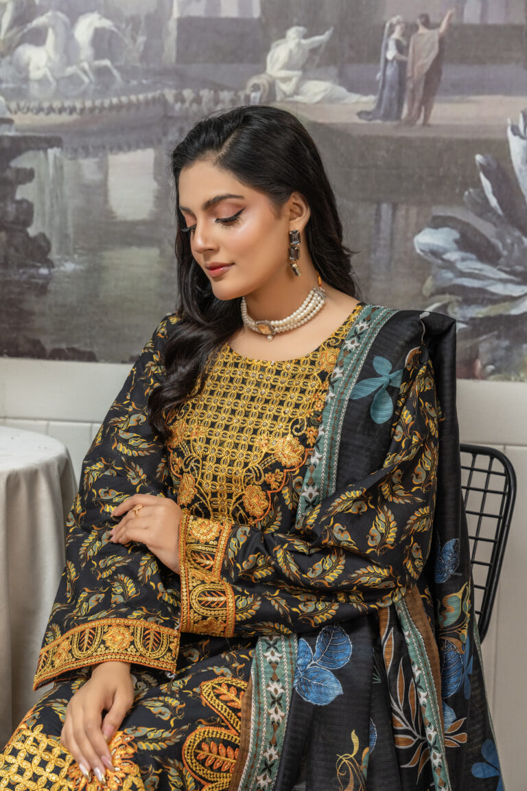 DIgital printed cotton with embroidery